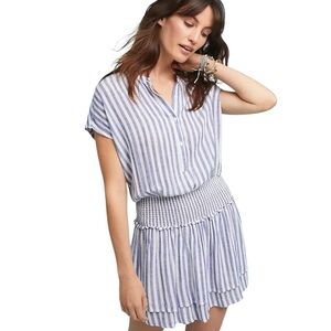 Rails | Angelina Cascade Blue & White Striped Linen Blend Tunic Dress Size Small